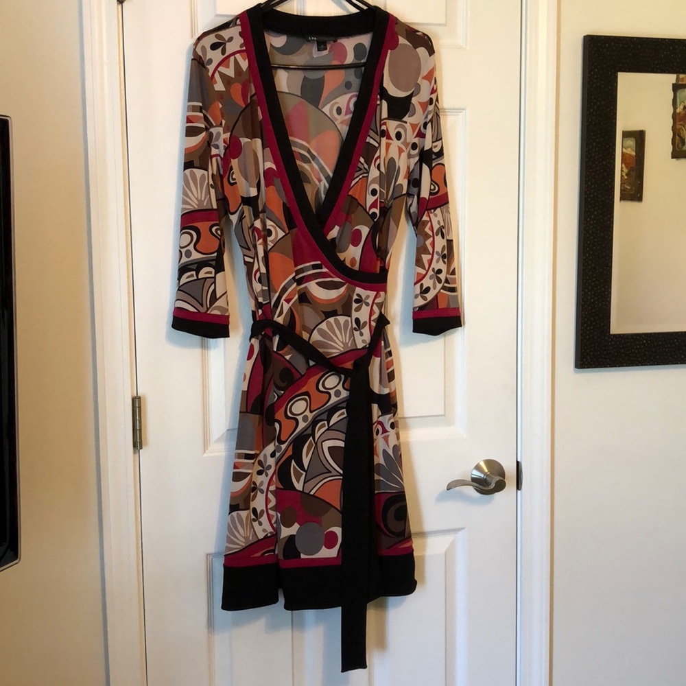 Multi-colored wrap dress